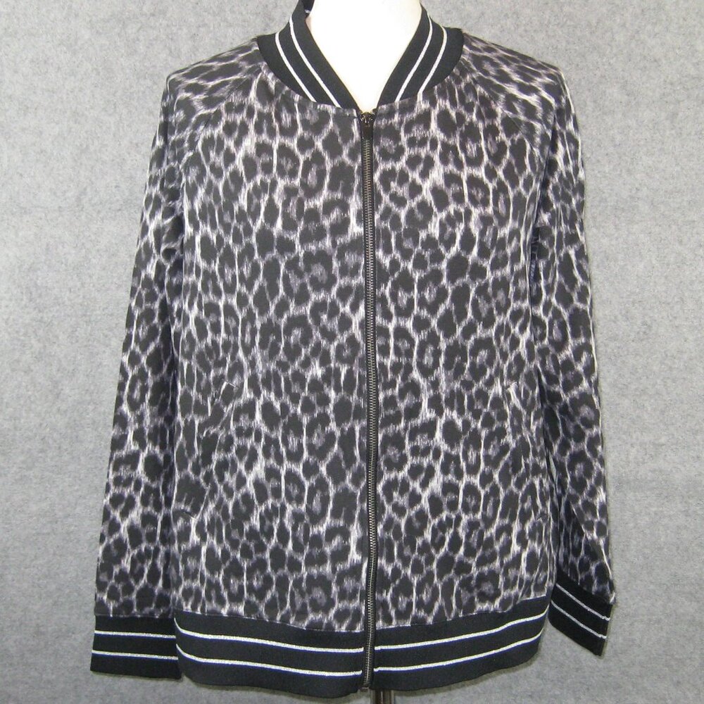 Lisa Rinna Collection Bomber Jacket Sz S Animal Print
